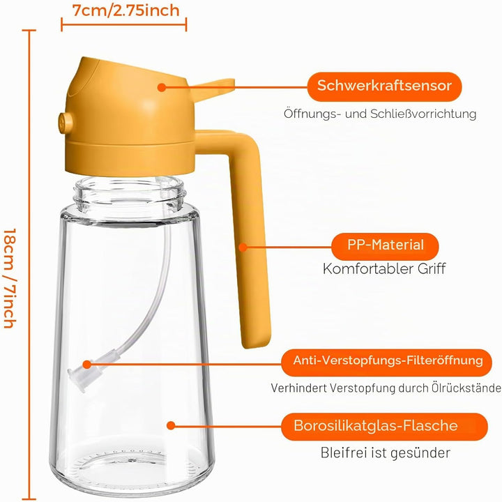 YARRAMATE 2 Stück 2 In 1 Sprühgerät für Speiseöl, 470 Ml Sprühflasche, Lebensmittelecht, Speiseölspr