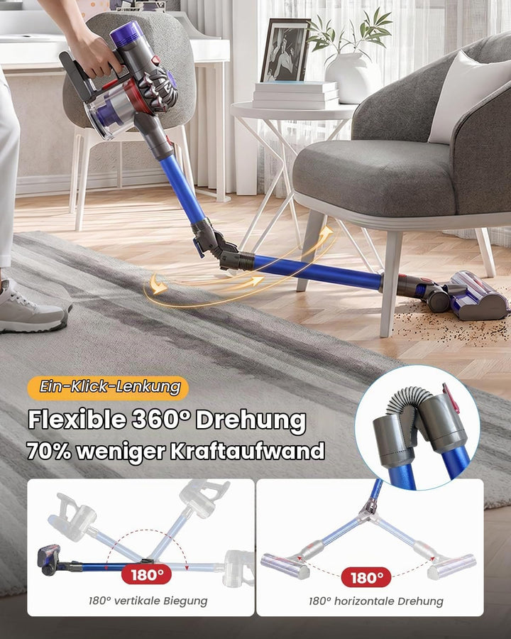360° Drehung Verlängerungsrohr Kompatibel mit Dyson V7,V8,V10.V11 Staubsauger Ersatzteile,74.3cm Fal
