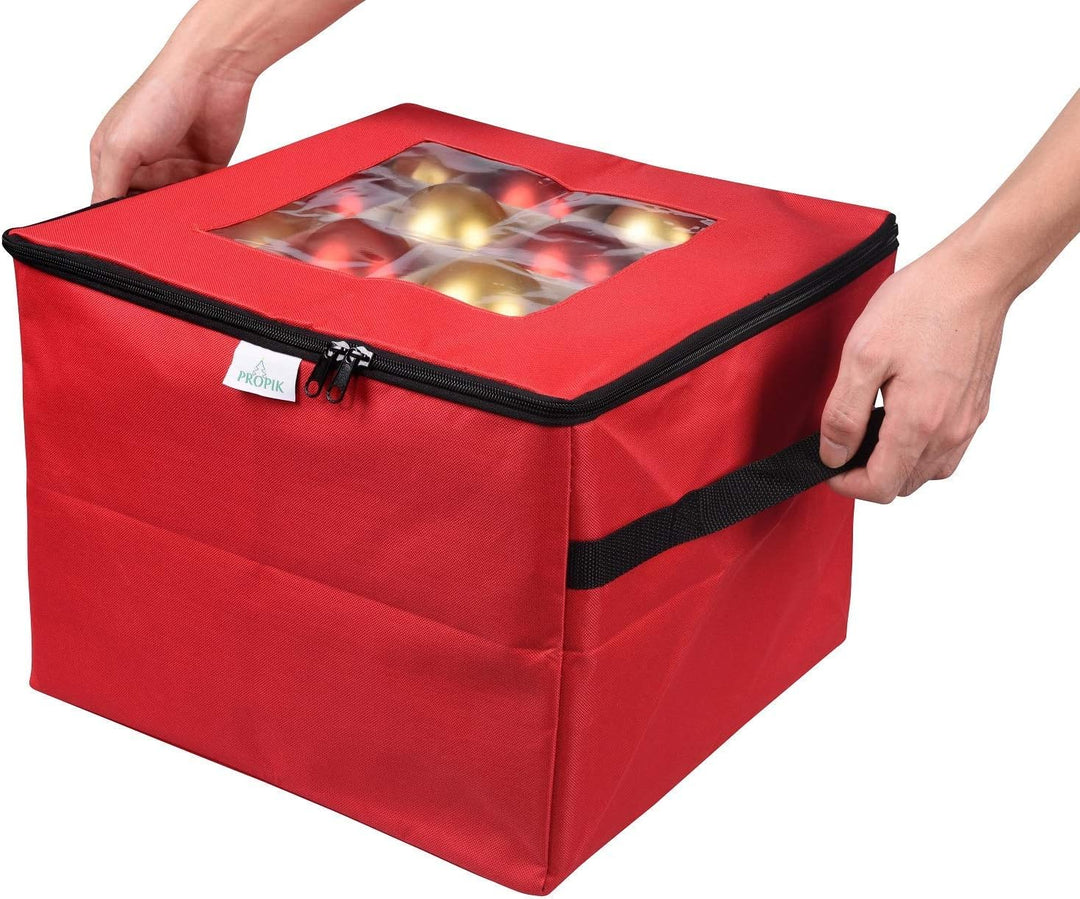ProPik Aufbewahrungsbox für Weihnachtsdekoration, Organizer für bis zu 48 Weihnachtskugeln mit 3 sep