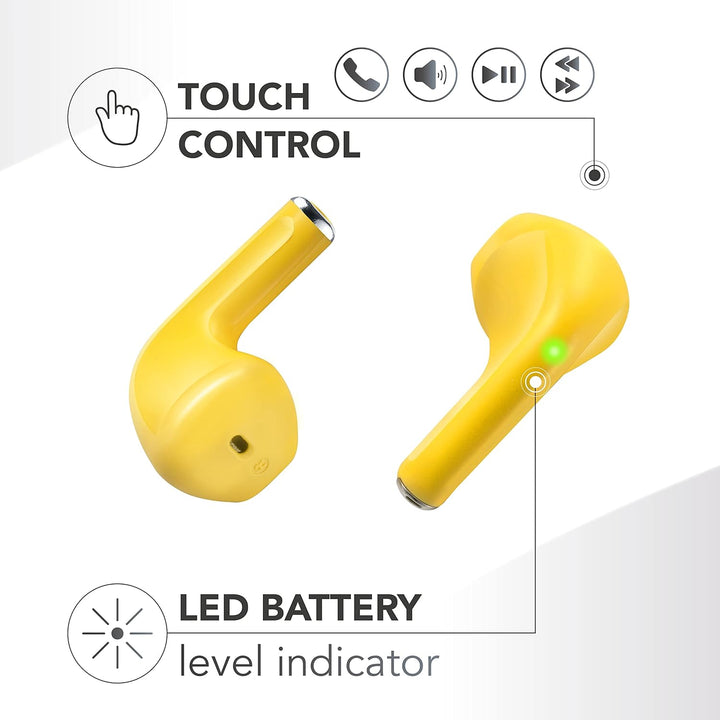 Music Sound | Swag - Kabelloses Kapsel-Headset - Wiedergabezeit bis 20 Stunden - Bluetooth - Gelb, G