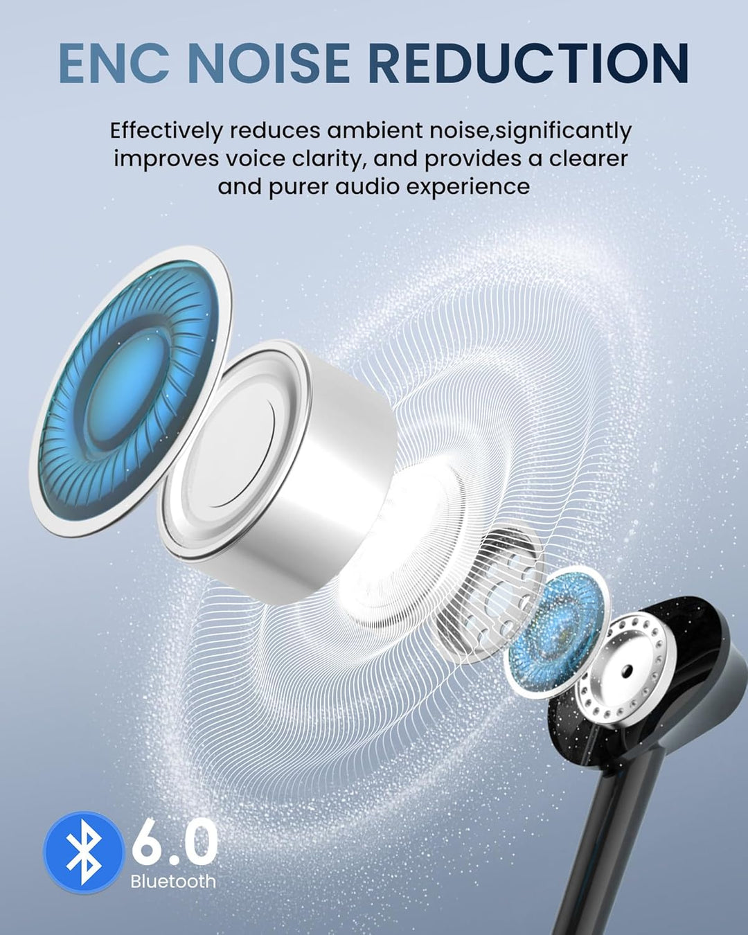 LAMA Bluetooth 6.0 Kopfhörer Sport Ohrhörer 30 Std. Spielzeit ENC Noise Cancelling Kabellos Sportkop