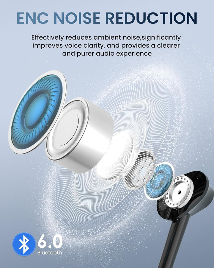 LAMA Bluetooth 6.0 Kopfhörer Sport Ohrhörer 30 Std. Spielzeit ENC Noise Cancelling Kabellos Sportkop