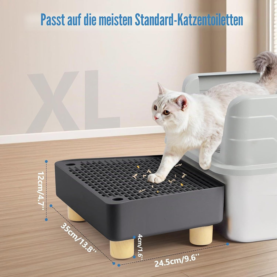 Katzentoilettenrampe, Katzen Treppen &amp; Stufen mit Holzfüsse Filterfunktion, leicht zu reinigender Ti