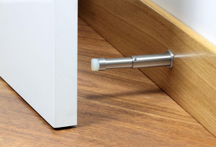 EVI HERRAJES Verstellbarer Türstopper aus Messing 88-120mm, Installation mit Schraubsockel (Edelstah