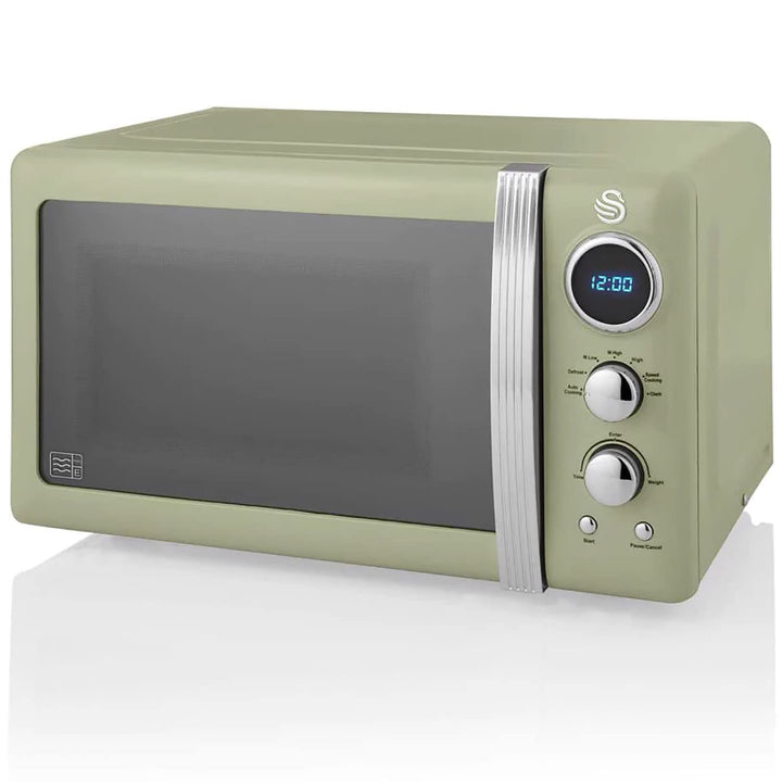 Swan Retro SM22030GNEU Digital Mikrowelle 20L, 5 Leistungsstufen, Auftaufunktion, 60 Minuten Timer,