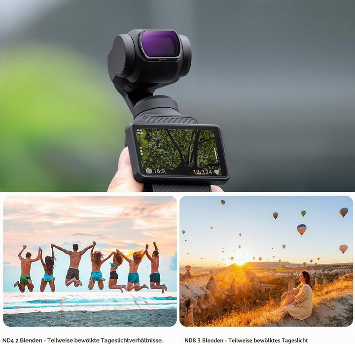 K&amp;F CONCEPT magnetisches ND Filter Set, kompatibel mit DJI OSMO Pocket 3, 4er Pack ND4, ND8, ND16, N
