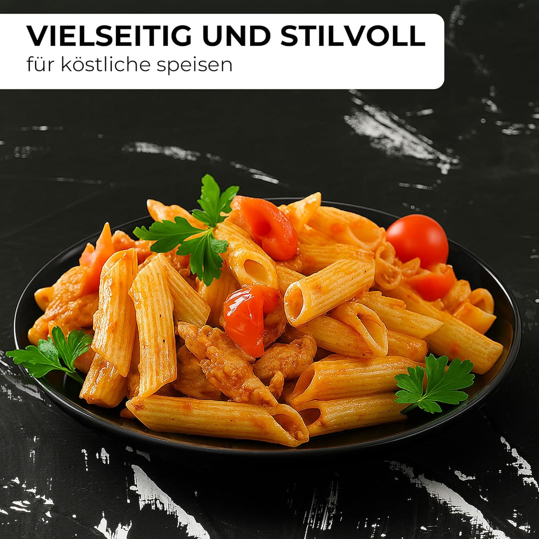 MIAMIO - 6er Geschirrset/Teller Set modern aus Keramik für 6 Personen - Palmanova Kollektion (Schwar