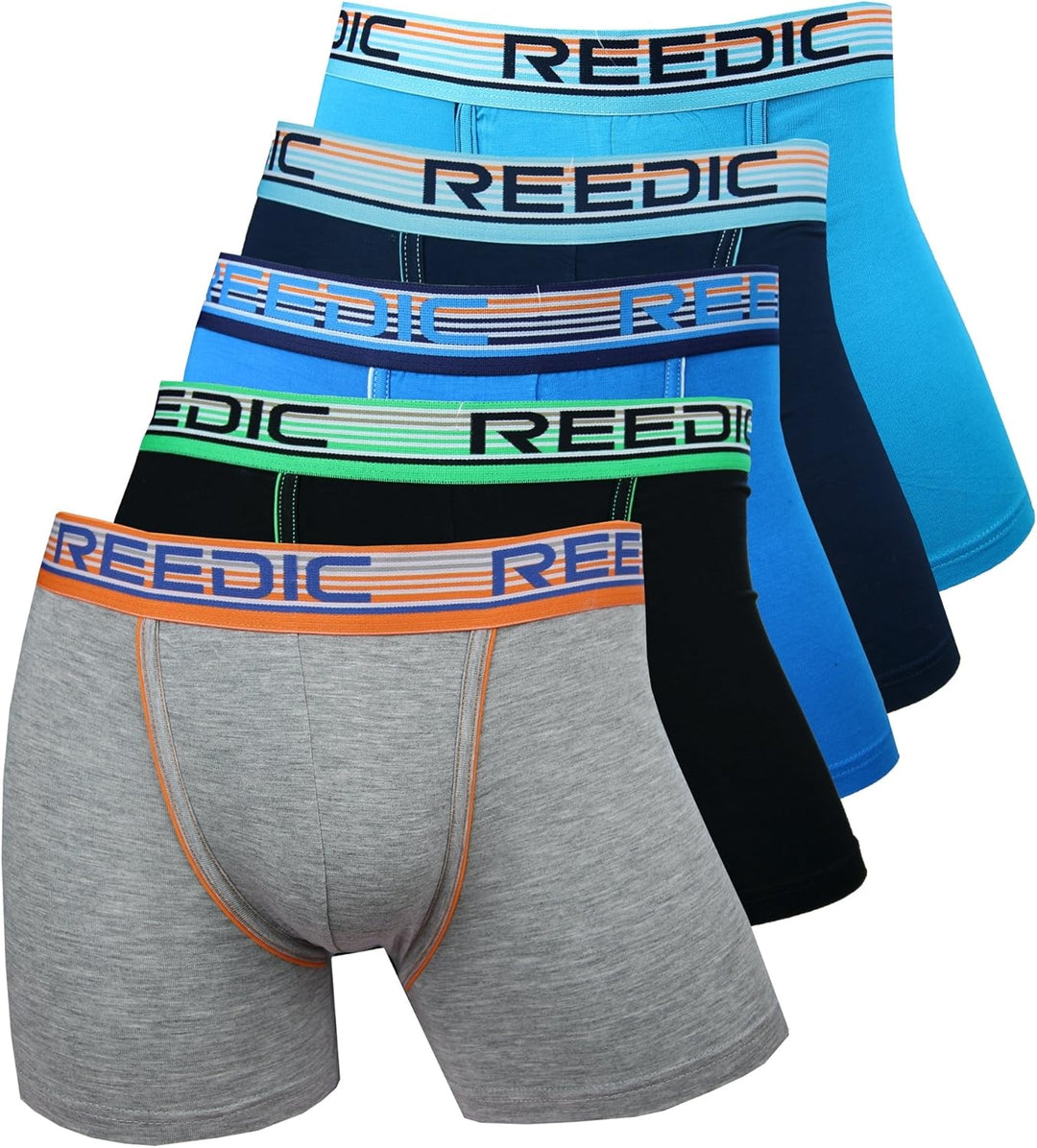 Reedic Herren Boxershorts Modal 5er Pack XXL Je 1x Grau, Schwarz, Blau, Dunkelblau, Türkis, XXL Je 1
