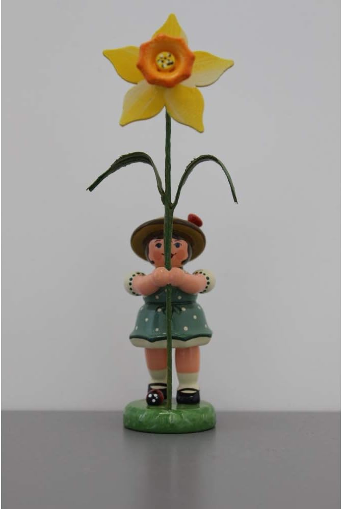 Hubrig Blumenmädchen 11cm Blumenkind mit Narzisse Erzgebirge
