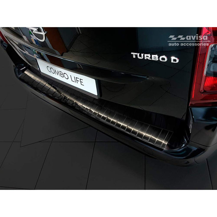 Avisa Schwarz Edelstahl Heckstossstangenschutz kompatibel mit Citroën Berlingo (Multispace) &amp; Peugeo