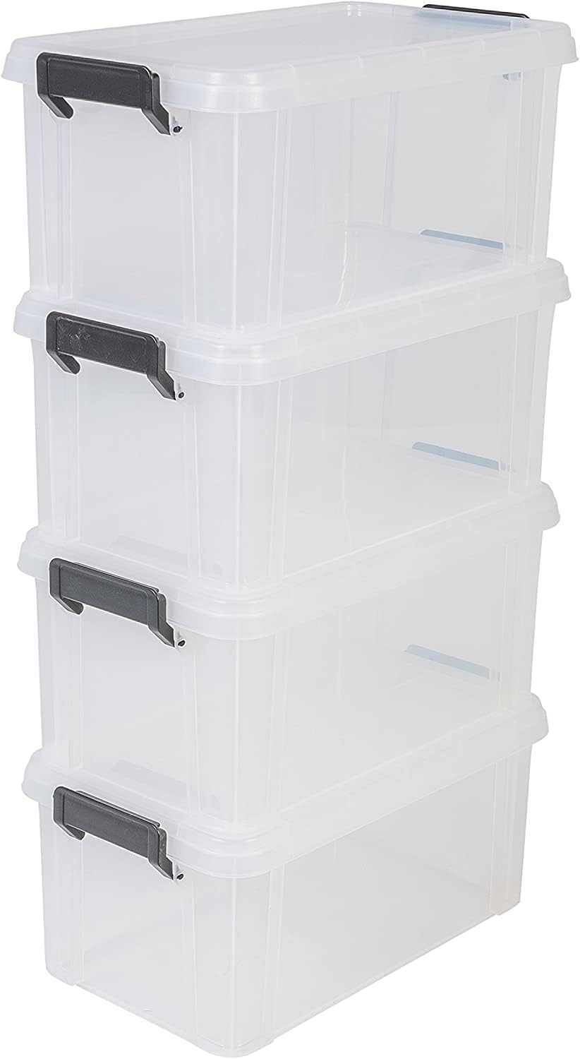 Iris Ohyama, 4er-Set, Aufbewahrungsboxen, 6 L, mit Einrastgriffen, stapelbar, Garage - Multi Box MBX