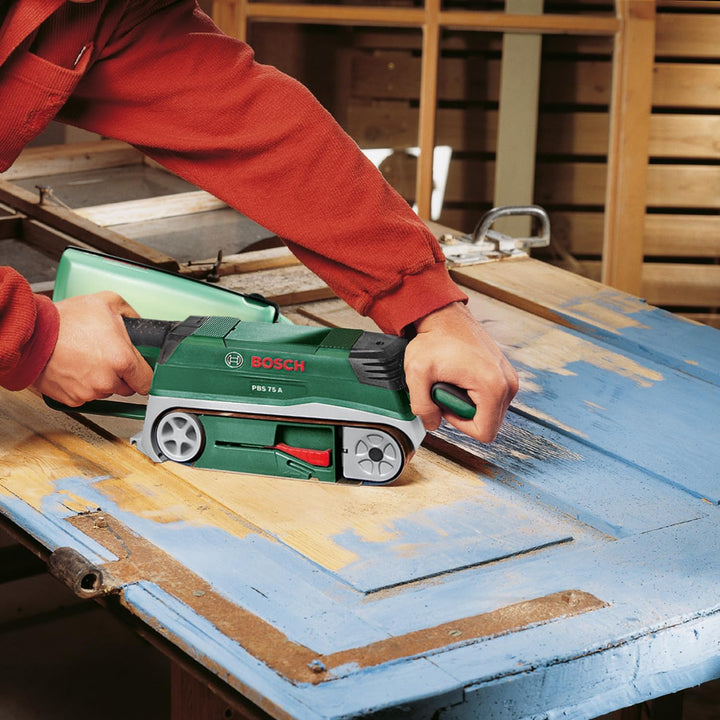 Bosch Bandschleifer PBS 75 A, 1 Schleifband K 80 (710 W, Schleiffläche 76 x 165 mm, Bandabmessung 75
