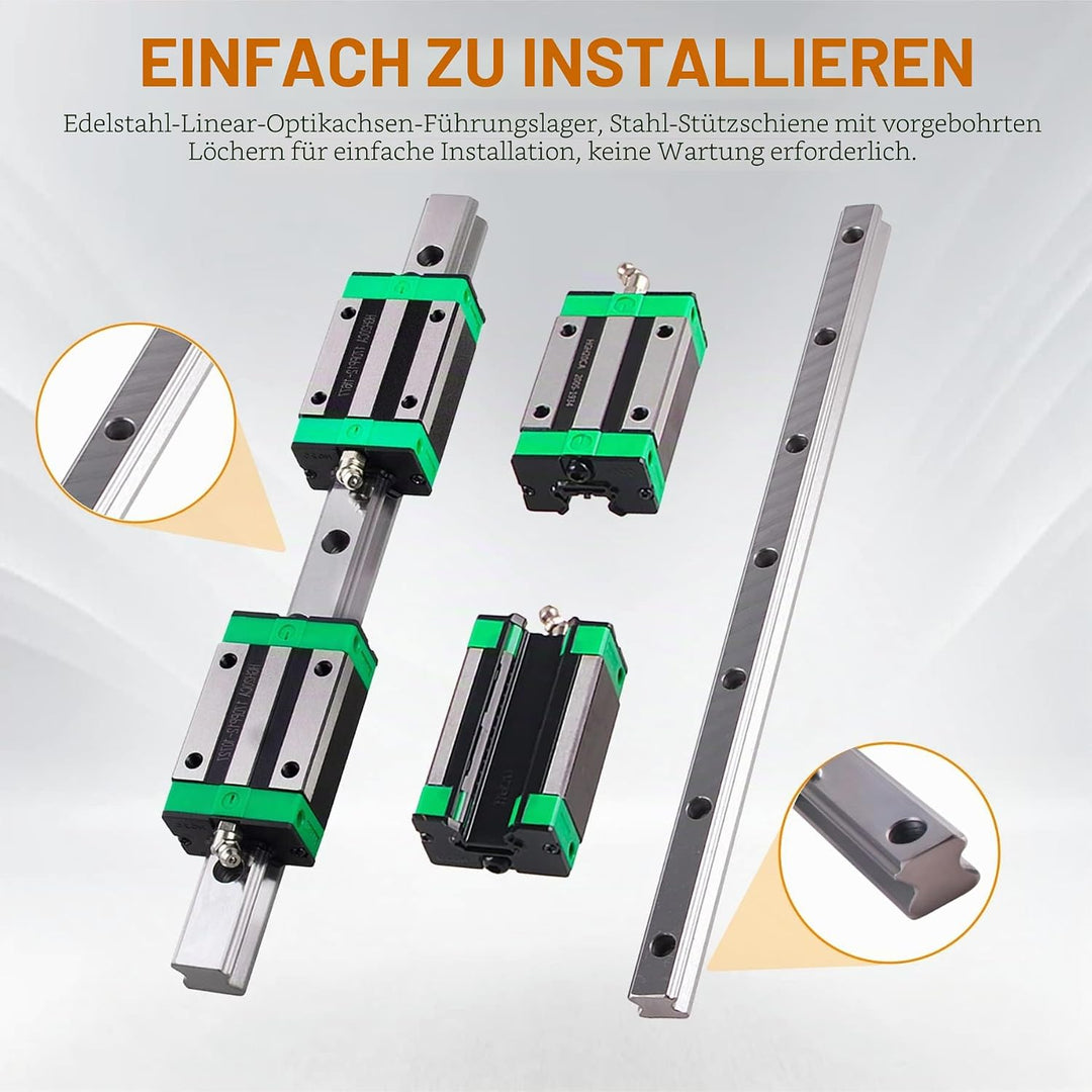 Linearführung set 2 Stücke HGR25 Linearschiene 1000 mm Linearführungsschiene + 4 Stück HGH25CA Gleit