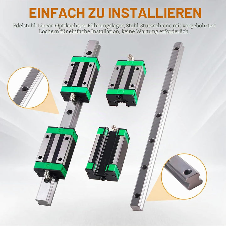 CNCYEAH HGR20 Linearführung set 2 Stücke HGR20-600 mm Linearführungsschiene + 4 Stück HGH20 Gleitblo