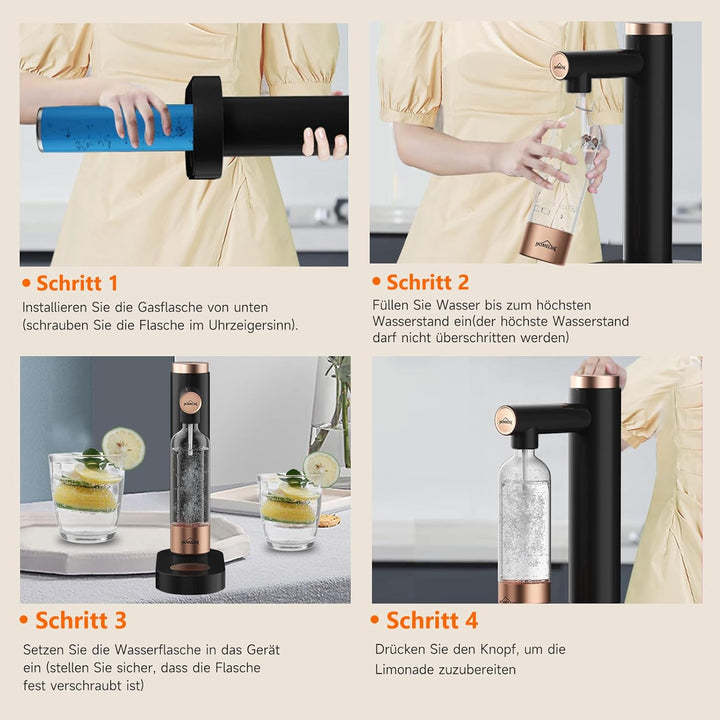 HOMELUX Wassersprudler, Sprudelwasser Maschine Mit 1L PET-Flaschen Bpa-Frei, Soda Maker, Wasser Spru