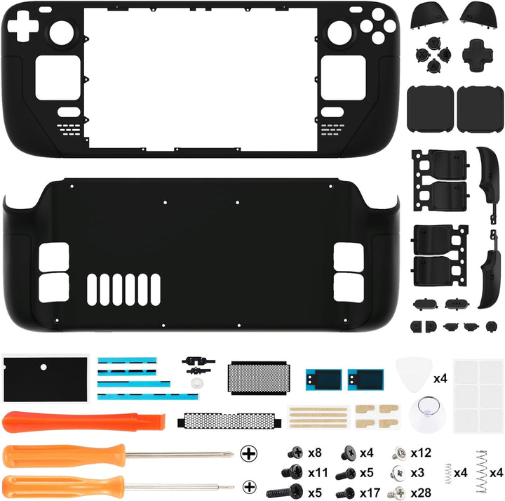 eXtremeRate Ersatz Full Case &amp; Tasten Set für Steam Deck, Matt DIY-Gehäuse Fronthülle/Rückplatte/Tri
