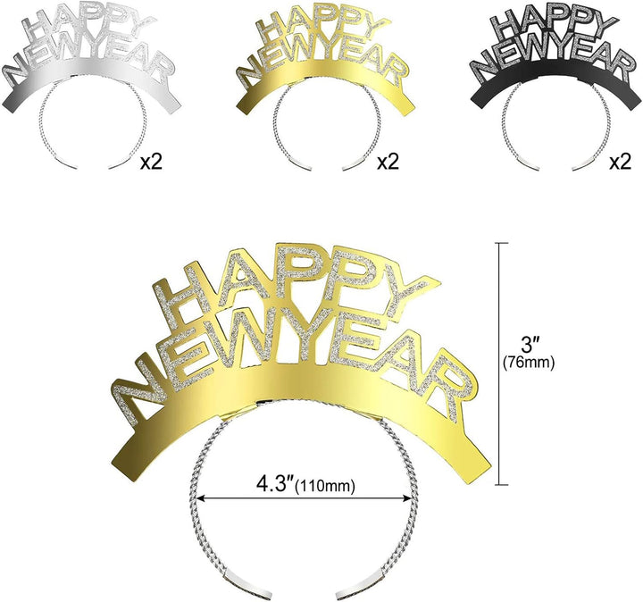 DPKOW Silvester Deko 2026 Party Set Partyhüte Silvester Haarreif Happy New Year Haarreif Halsketten