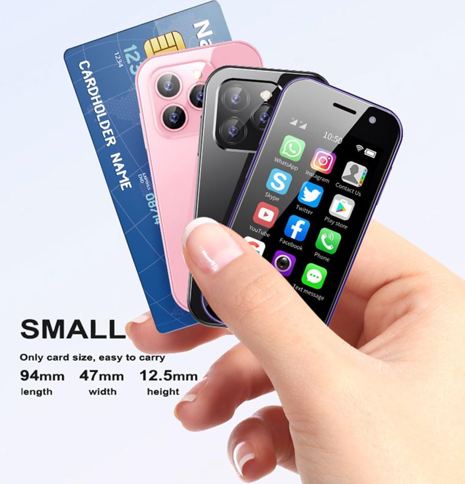 Hipipoo Mini Smartphone, 4G kleines Telefon 3.0 Zoll, Dual SIM Karten, 2600mAh Batterie, 2MP+5MP Dua