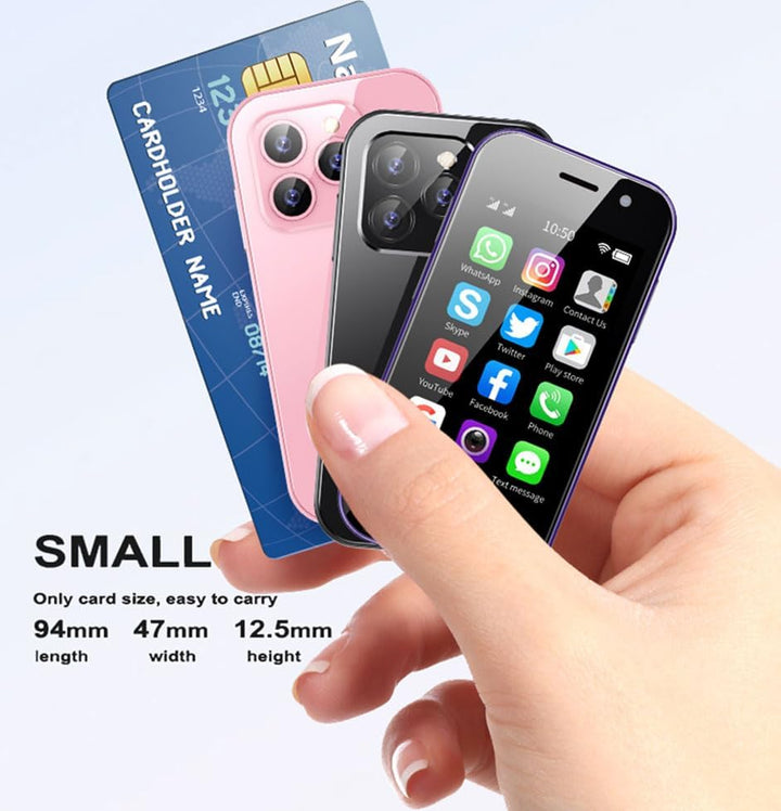 Hipipoo Mini Smartphone, 4G kleines Telefon 3.0 Zoll, Dual SIM Karten, 2600mAh Batterie, 2MP+5MP Dua