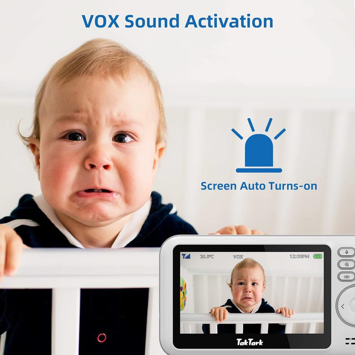 TakTark Babyphone mit Kamera, 4.3'' Babyfon mit Kamera und Audio mit Pan-Tilt 300° Rotation Video Ba