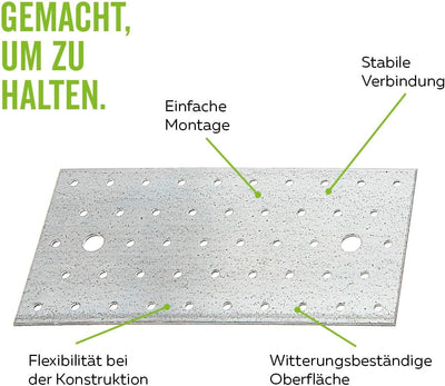 Alberts 847258 Lochplatte | sendzimirverzinkt | 200 x 80 mm | 25er Set 200 x 80 mm / 25 Stk., 200 x