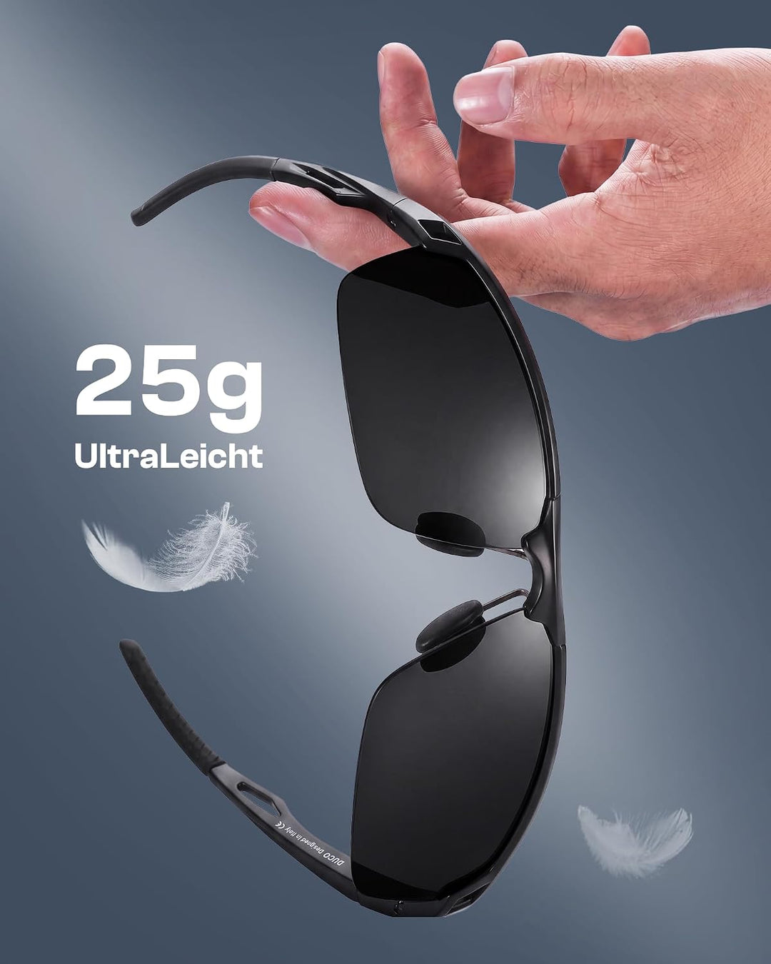 DUCO Sonnenbrille für Herren Retro Polarisierte Sonnenbrille Ultraleichte Sportbrille Al-Mg Metallra