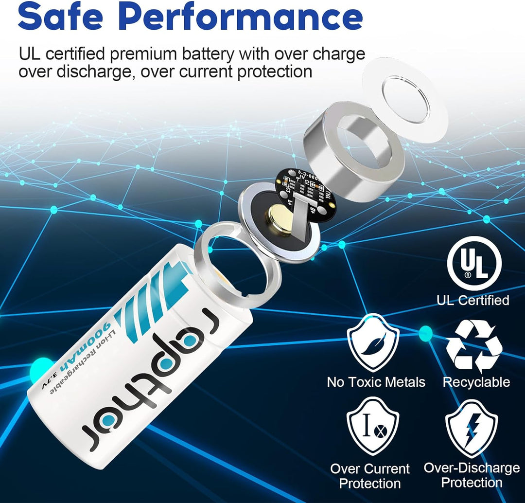 Rapthor Arlo Akkus Wiederaufladbar 900mAh High Capacity 3.7V Wiederaufladbarer Akku für Arlo Wireles