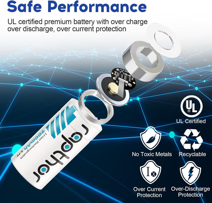 Rapthor Arlo Akkus Wiederaufladbar 900mAh High Capacity 3.7V Wiederaufladbarer Akku für Arlo Wireles