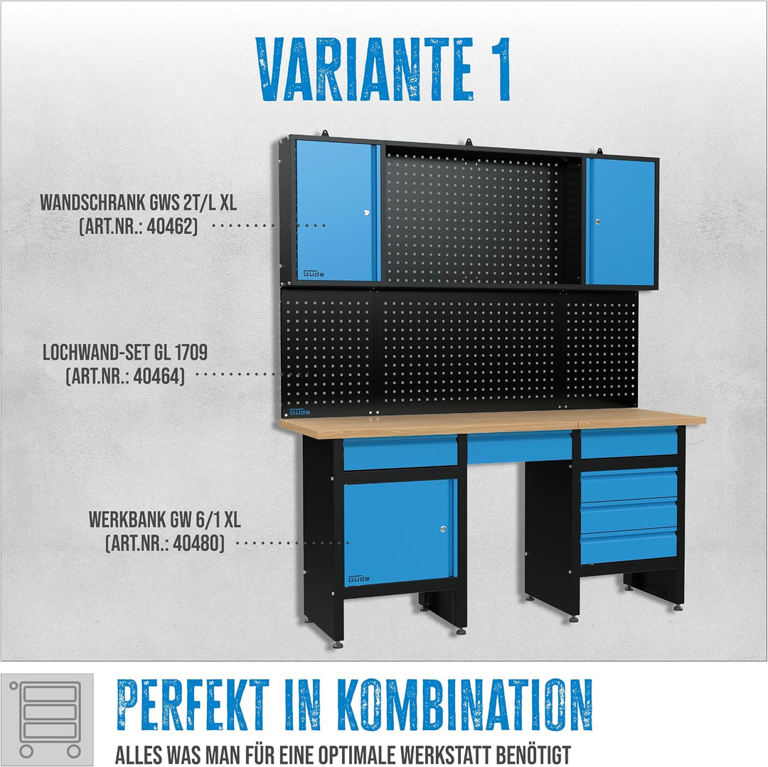 Güde Lochwand-Set GL 1709 XL - 3 Module, pulverbeschichtetes Stahlblech | Ergänzung zur Güde Eco Lin