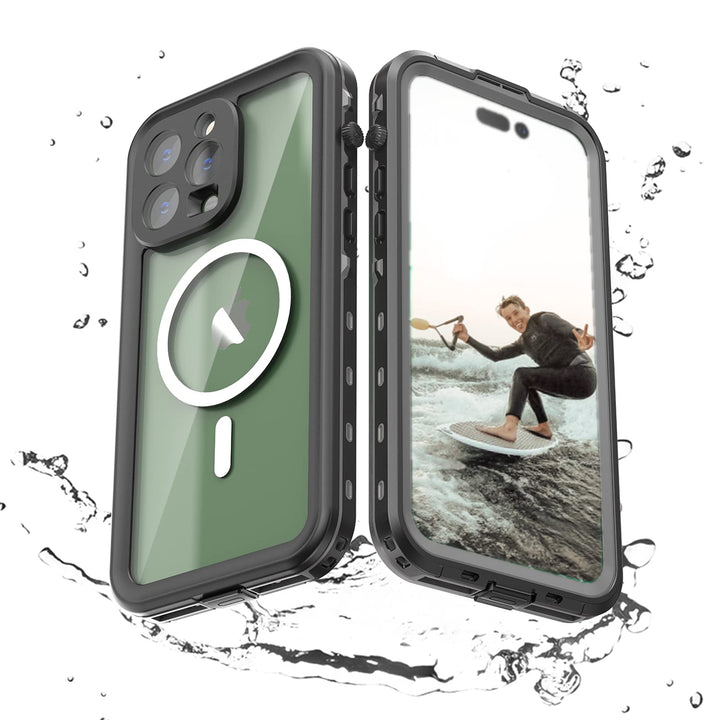FocRelaxer für iPhone 14 Pro Max Hülle IP68 Wasserdicht Handyhülle Stossfest Staubdicht Outdoor Panz