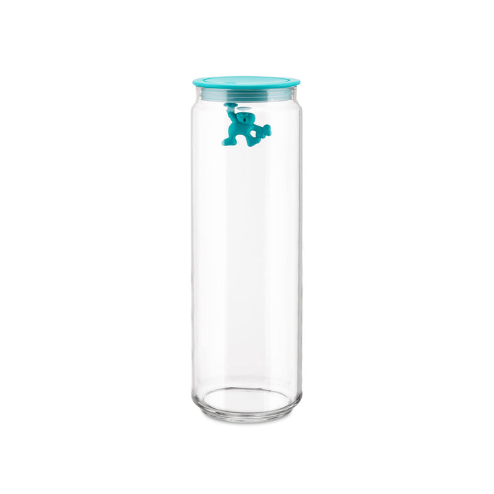 Alessi "Gianni" Küchendose aus Glas mit abgedichtem Deckel, thermoplastischem Harz, hellblau, 1.9 x