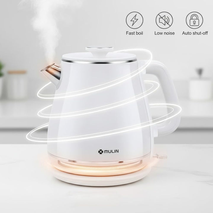 MULIN wasserkocher retro, Elektrischer Wasserkocher mit 360° Basis, 1,8 L Kapazität, 2200 W, Schnell