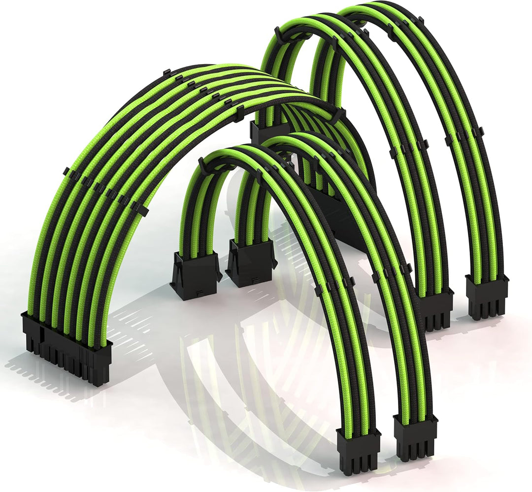 LINKUP - AVA 30cm PSU Kabelverlängerung Ummantelt GPU Nach Mass PC Stromversorgung mit Kamm-Kit┃1x 2