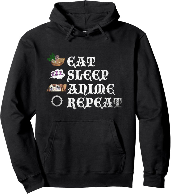 Essen Schlafen Anime Wiederholen Ramen Nudeln Manga Anime Pullover Hoodie