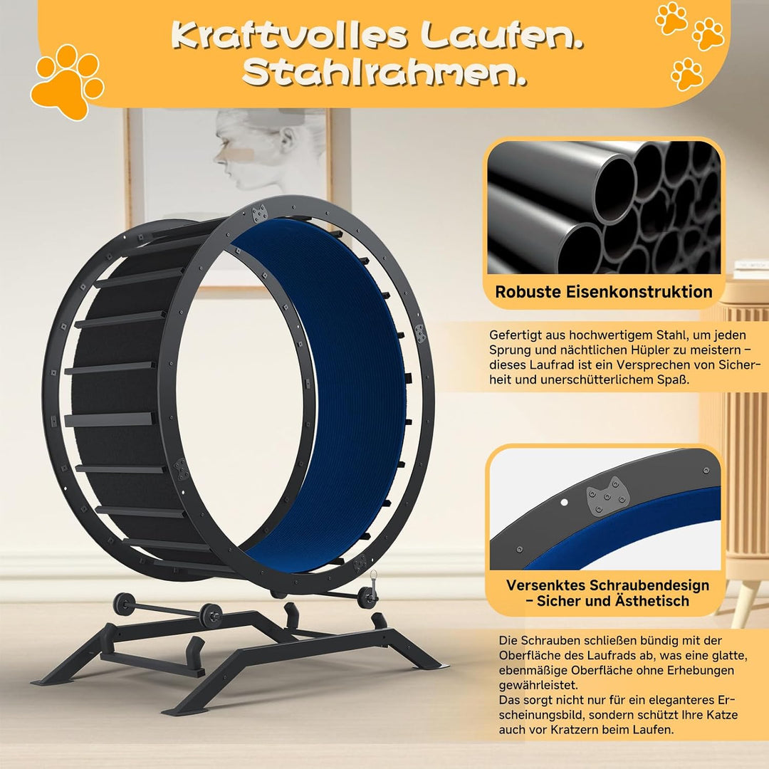 GTPLAYER Katzenlaufrad, laufrad Katze, Extra grosser 100 cm, ultraleises Laufrad mit Abnehmbarer Tep