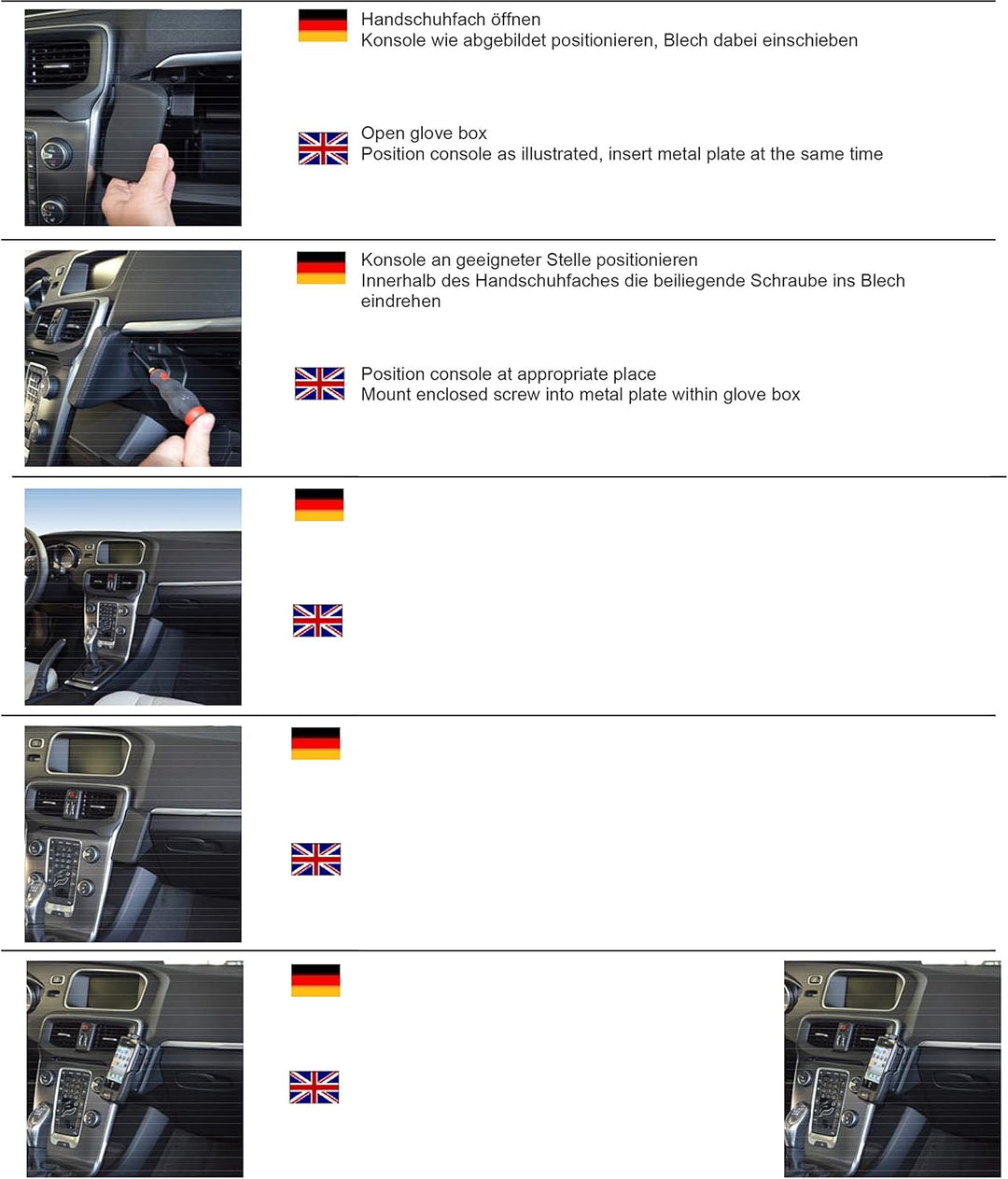 KUDA 088440 Halterung Echtleder schwarz für Volvo V40 ab 10/2012 & Volvo V70 XC Cross Country, 08844