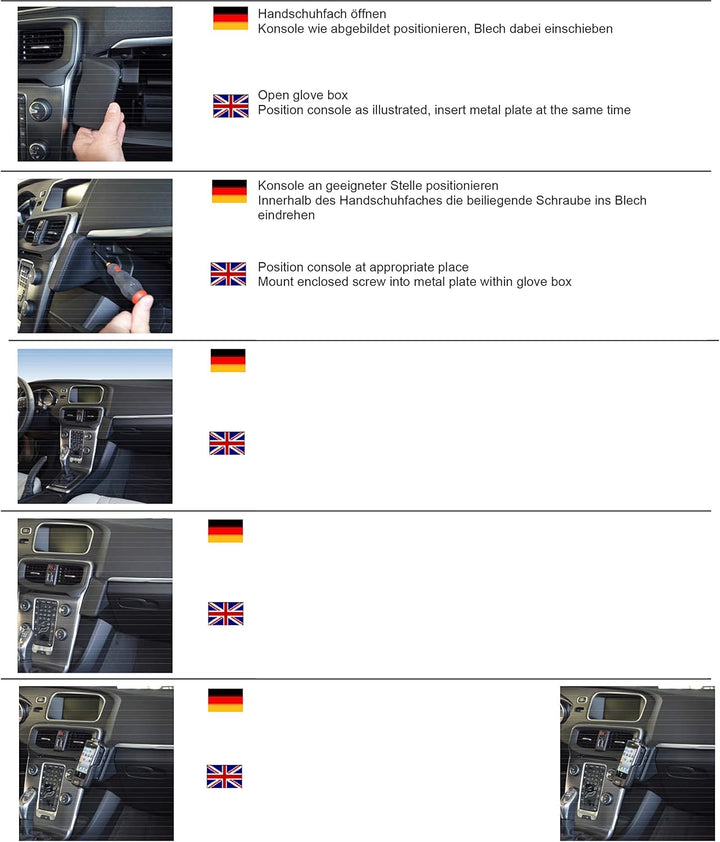 KUDA 088440 Halterung Echtleder schwarz für Volvo V40 ab 10/2012 & Volvo V70 XC Cross Country, 08844