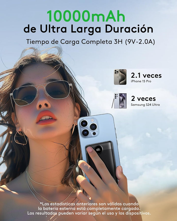 Power Bank 10000mAh VEEKTOMX Mini Powerbank USB C 22.5W Externe Handyakkus Klein Aber Stark Power Ba
