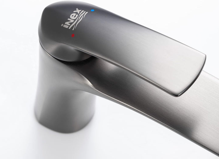 INEX EUROPA Grauer Waschtischarmatur aus Metall, mit 5 Jahren Garantie EDM 33188L aus unbehandeltem