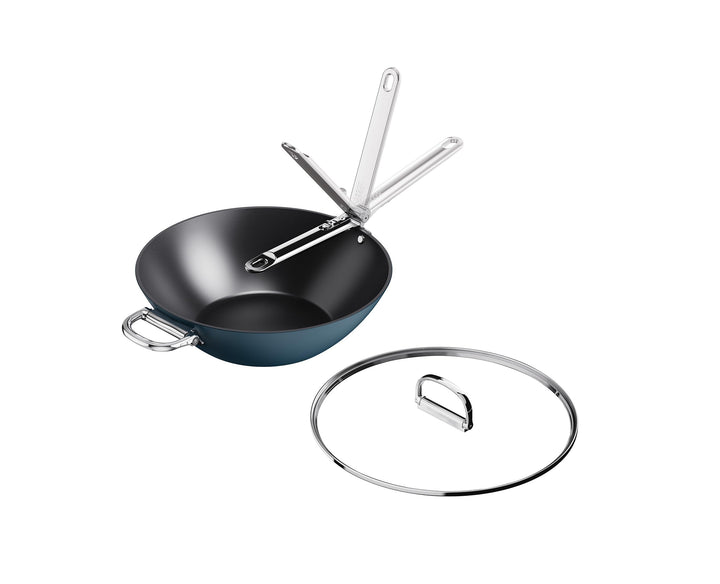 Joseph Joseph Space 32 cm Antihaft-Wok mit klappbarem Griff und Deckel Wok mit Deckel 32cm, Wok mit