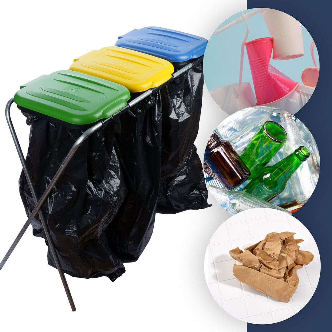 Müllsackständer 96.5x36x78 cm Müllsackständer stabil 3 Ständer Müllsäcke 120L Buntes Müllsackhalter
