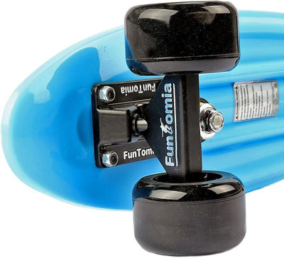 FunTomia Miniboard Cruiser Skateboard mit 70/65mm Big Wheel Rollen inkl. MACH1 Kugellager blau mit R