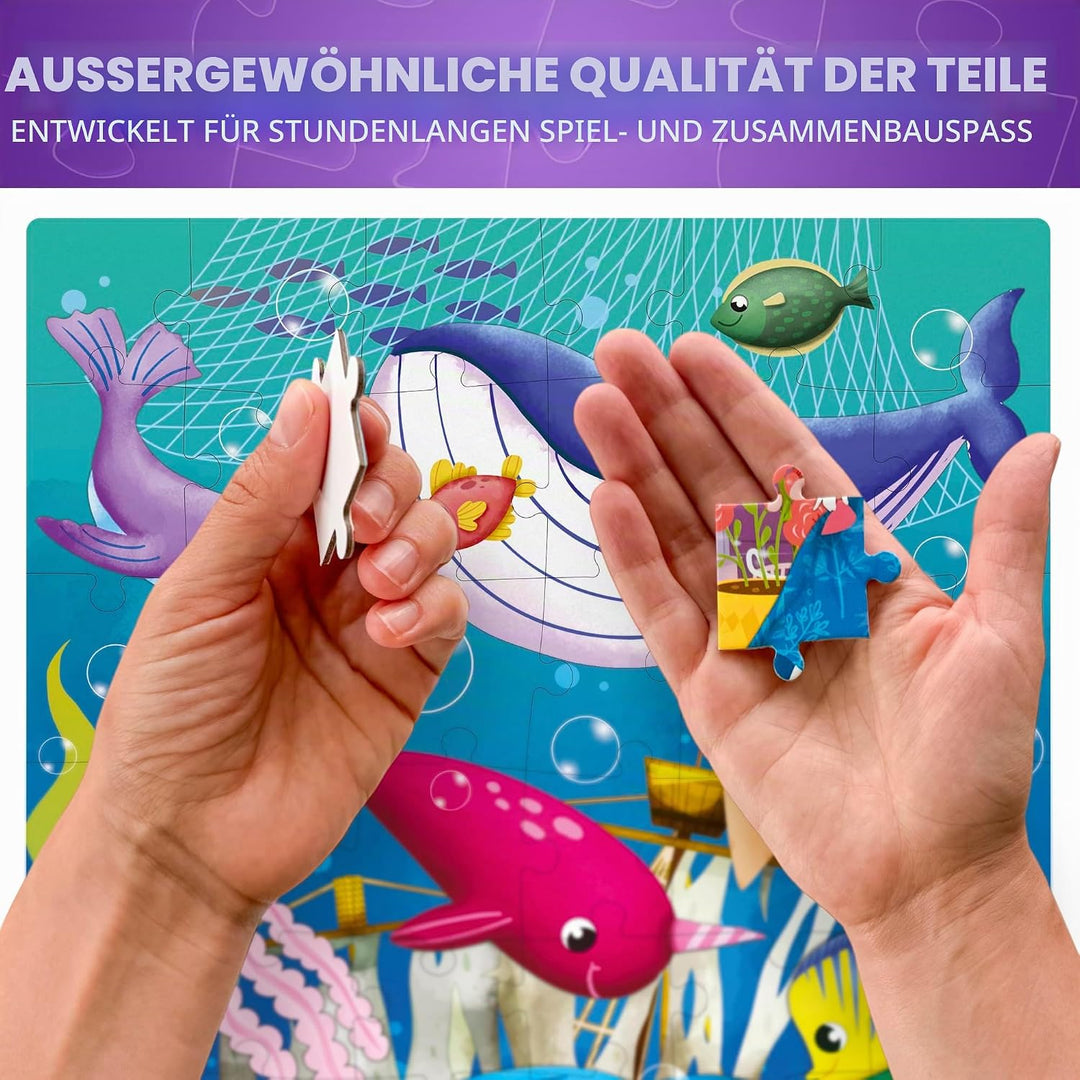 QUOKKA Puzzles für Kleinkinder 3-5 - 4 x 48 Teile Bodenpuzzles für Kinder im Alter von 3-4 Jahren -