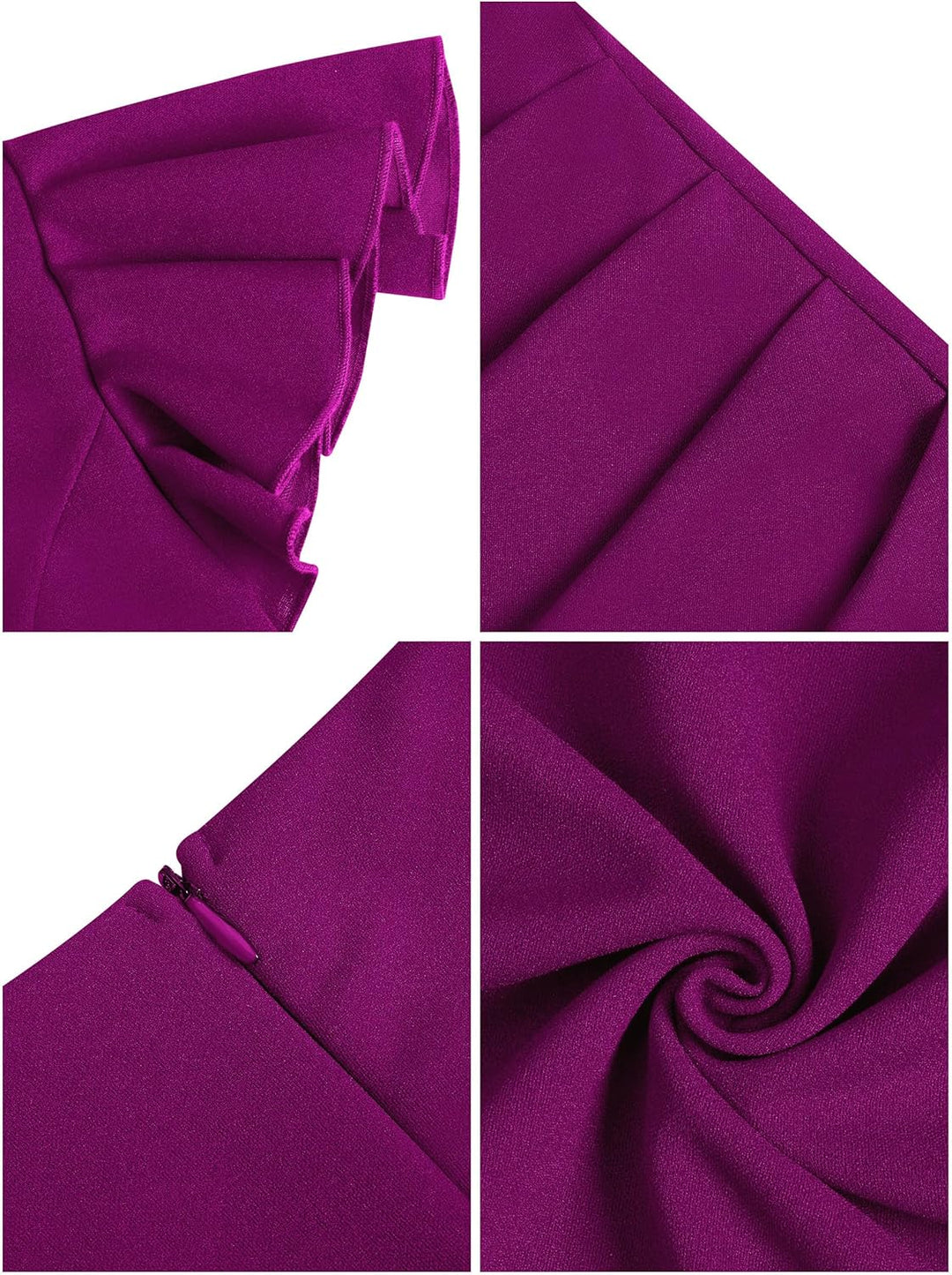 Missufe Damen Cocktailkleid Wickelkleid Partykleid Midikleid Elegant Bodycon Kleider Lila S, Lila S