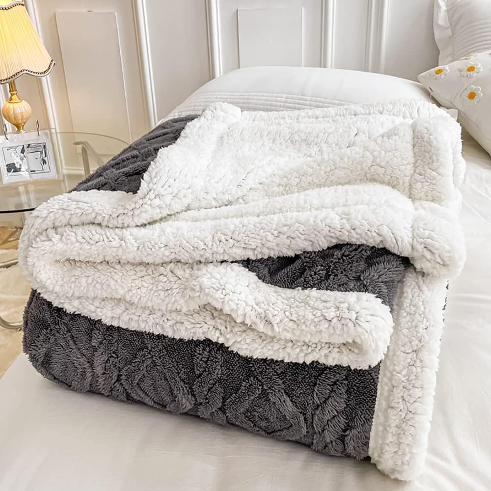 WONGS BEDDING Kuscheldecke 150x200 Flauschig Sherpa Decke,Sofaüberwurf Fleecedecke,Dick Sofadecke Do