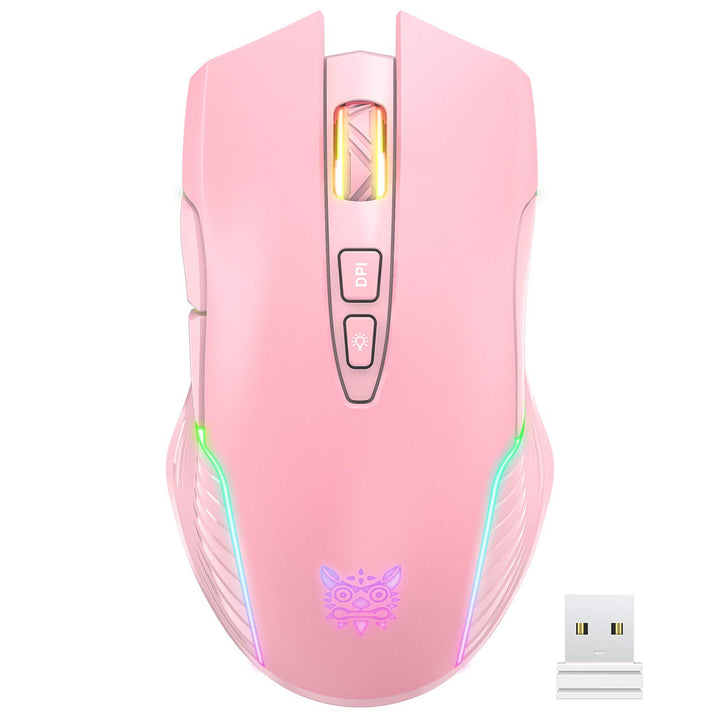 Wiederaufladbare Kabellose Gaming-Maus, Ergonomische RGB-Computermaus mit 2,4-G-Empfänger, Einstellb