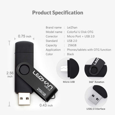 leizhan USB Speicherstick 2.0 OTG Metall Pendrive für Android Smartphone USB Flash Disk Micro USB Pe