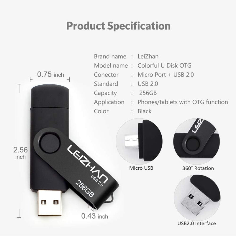 leizhan USB Speicherstick 2.0 OTG Metall Pendrive für Android Smartphone USB Flash Disk Micro USB Pe
