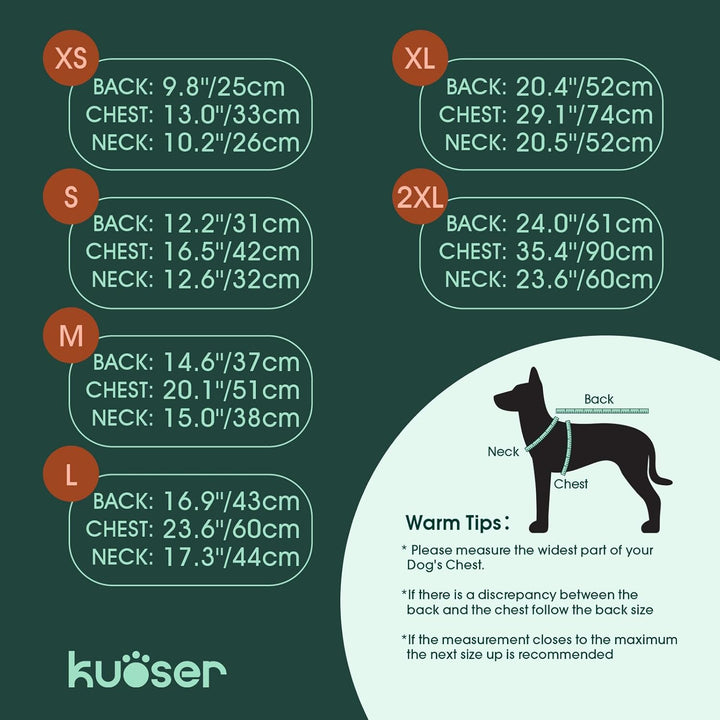 Kuoser Wasserdichter Hundemantel für Kleine Hunde - Wärmer, Winterfest Mit Geschirr, Moden Hundejack