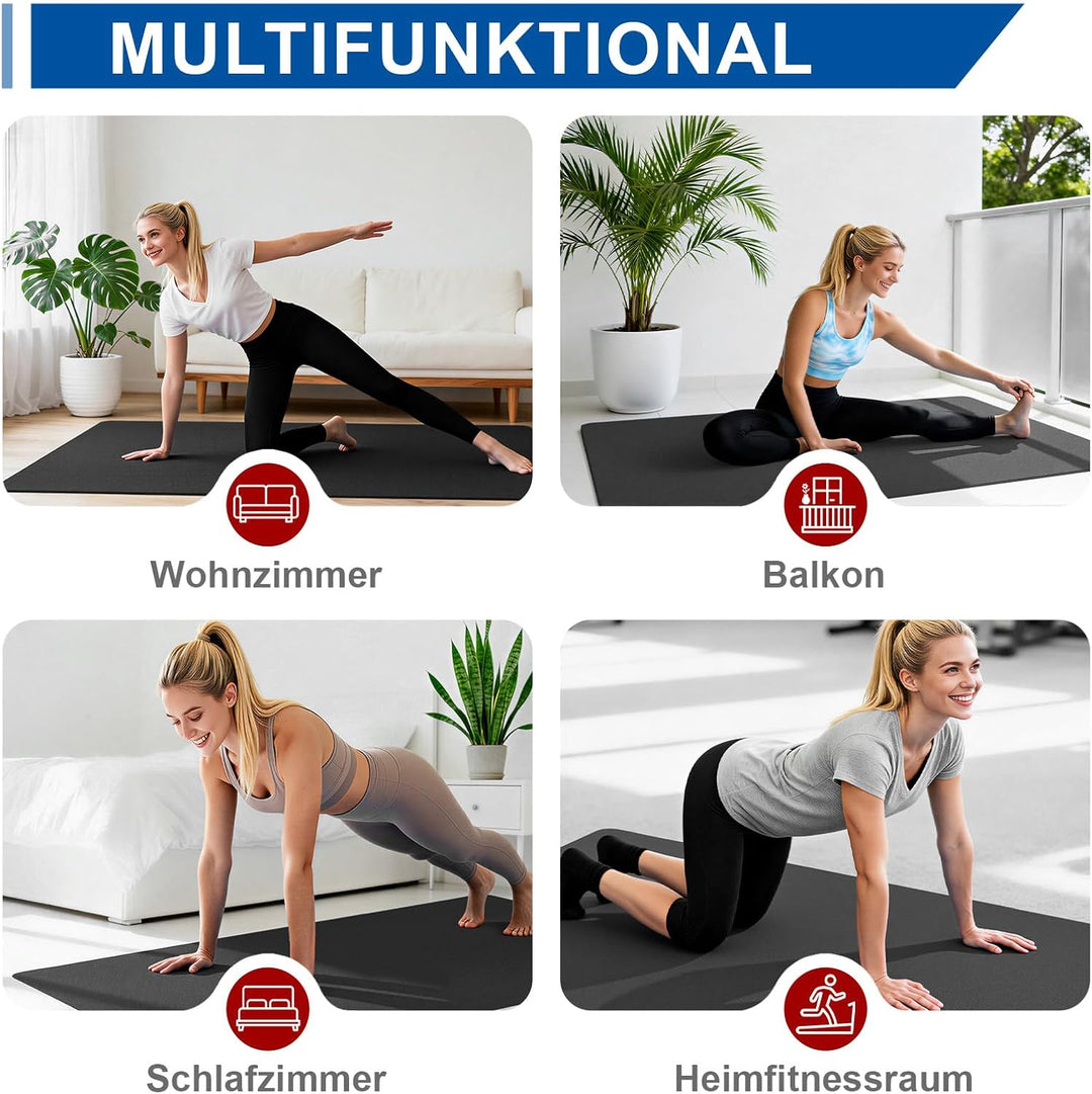 THAILE Yogamatte XXL - 183x91CM 6MM Dicke Rutschfeste TPE Gymnastikmatte, Doppelseitige Textur, Extr